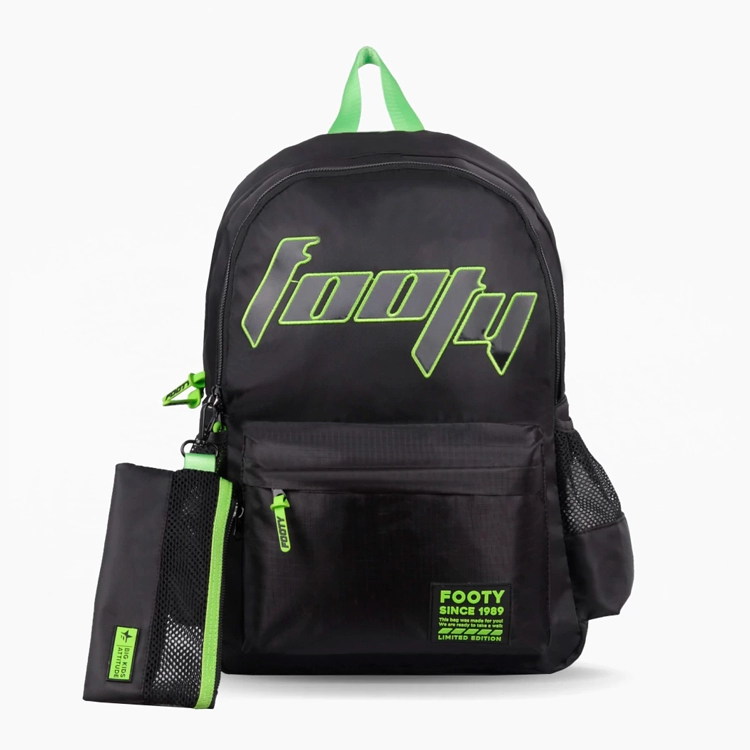 Mochila Escolar Footy 2026 18" Big Kids Street Negro con Verde Art.F26253